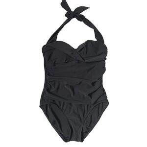 Elegant Black Halter One-Piece Swimsuit
